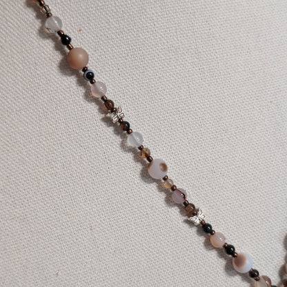 ✨Birchsight✨| Natural & Brown Agate Necklace with Butterfly Eye Pendant