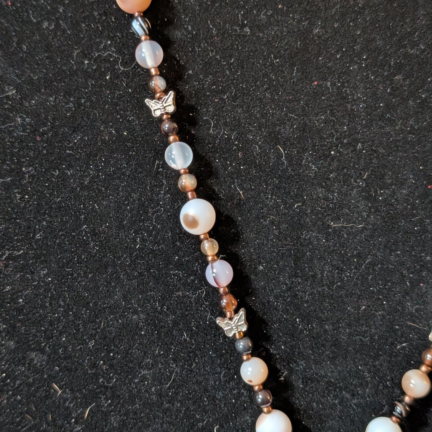 ✨Birchsight✨| Natural & Brown Agate Necklace with Butterfly Eye Pendant
