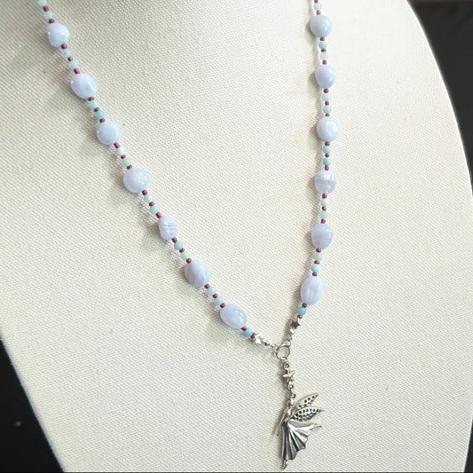 ✨Starwhirl✨| Blue Lace Agate & Amazonite Dancing Fairy Necklace