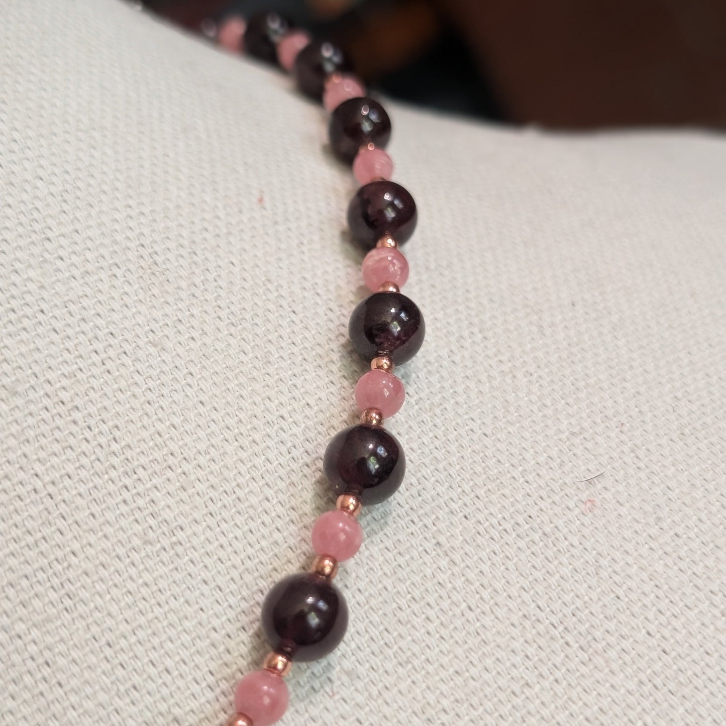 ✨Regina Woz✨| Garnet & Rhodochrosite Rose Necklace with Rose Gold Accents