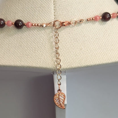 ✨Regina Woz✨| Garnet & Rhodochrosite Rose Necklace with Rose Gold Accents