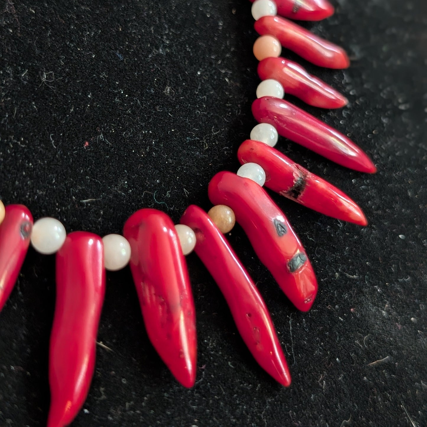 ✨Corallure✨| Red Coral & Pink Aventurine Spike Necklace