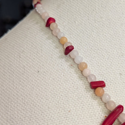 ✨Corallure✨| Red Coral & Pink Aventurine Spike Necklace