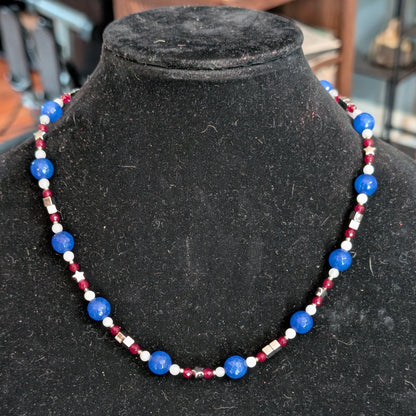 ✨The Jadebound✨| Red, White, & Blue Jade Necklace Pair