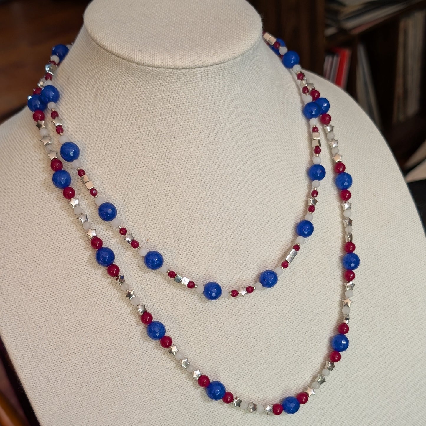 ✨The Jadebound✨| Red, White, & Blue Jade Necklace Pair