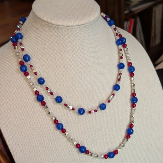 ✨The Jadebound✨| Red, White, & Blue Jade Necklace Pair