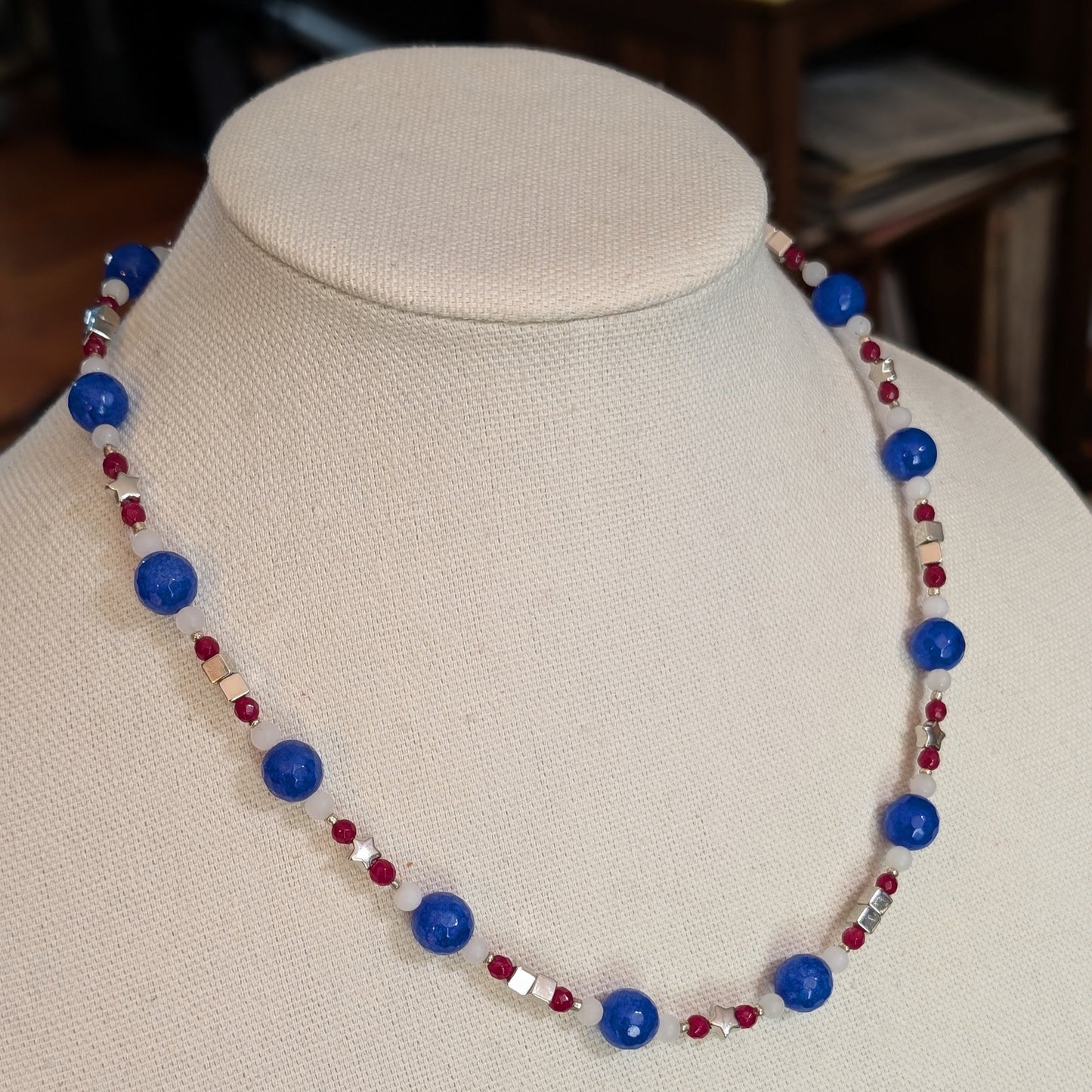 ✨The Jadebound✨| Red, White, & Blue Jade Necklace Pair