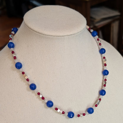 ✨The Jadebound✨| Red, White, & Blue Jade Necklace Pair