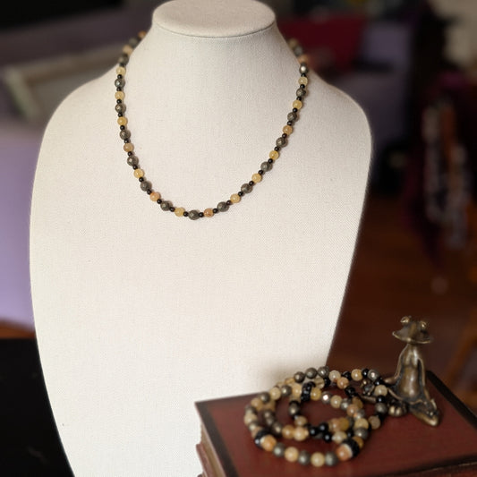✨Thornet✨| Citrine, Pyrite, & Onyx Necklace & Bracelets Set