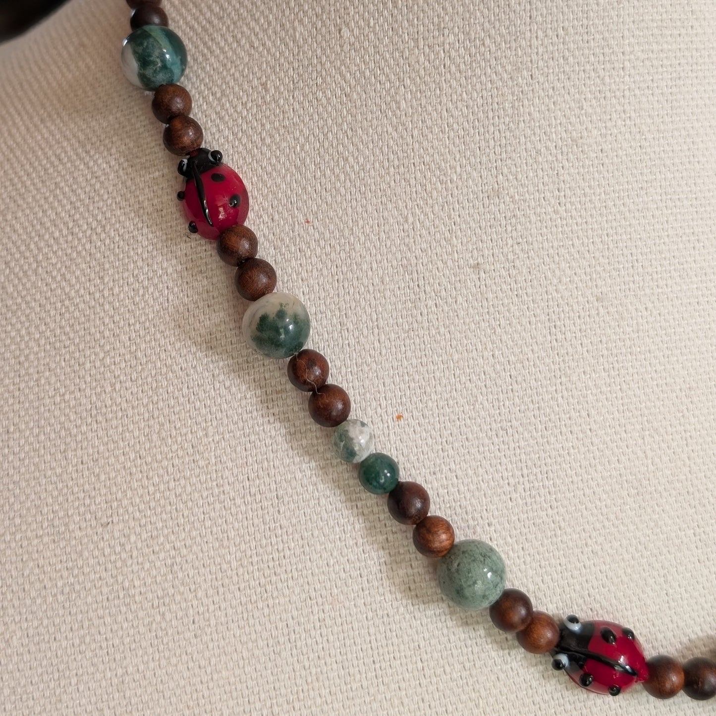 ✨Bramblebug✨| Tree Agate & Wood Ladybug Necklace