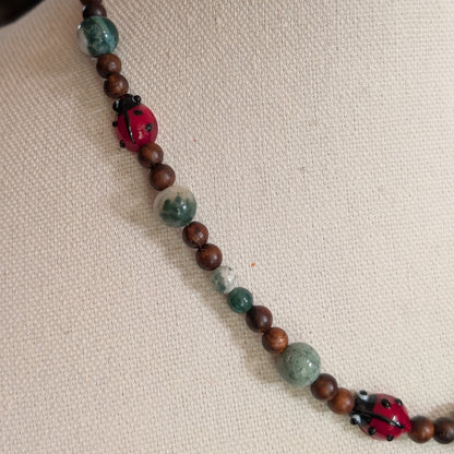 ✨Bramblebug✨| Tree Agate & Wood Ladybug Necklace