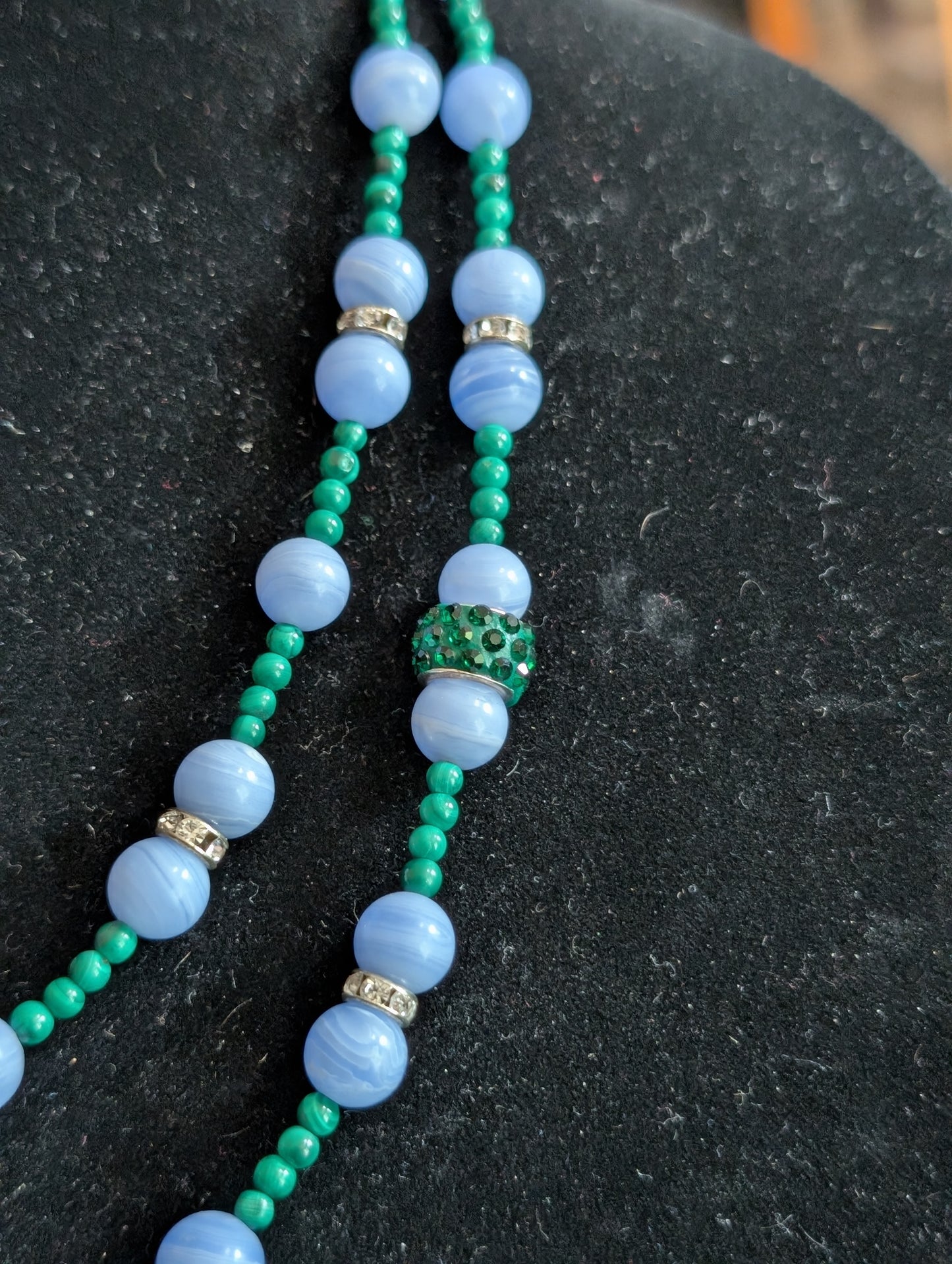 ✨Windsong Hollow✨| Malachite & Blue Lace Agate Double-Stranded Necklace & Bracelet Set