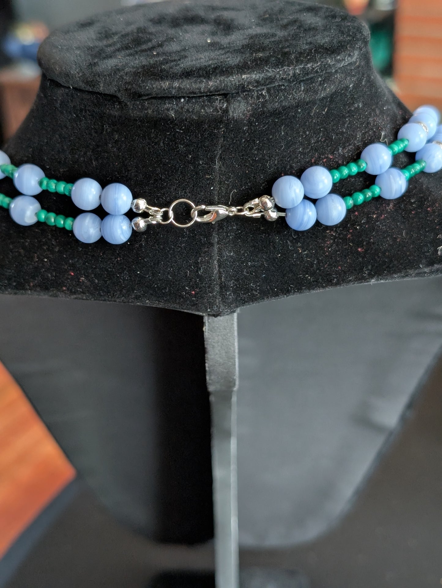 ✨Windsong Hollow✨| Malachite & Blue Lace Agate Double-Stranded Necklace & Bracelet Set