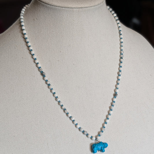 ✨Turqletusk✨| Howlite Necklace with Turquenite Rhino Pendant