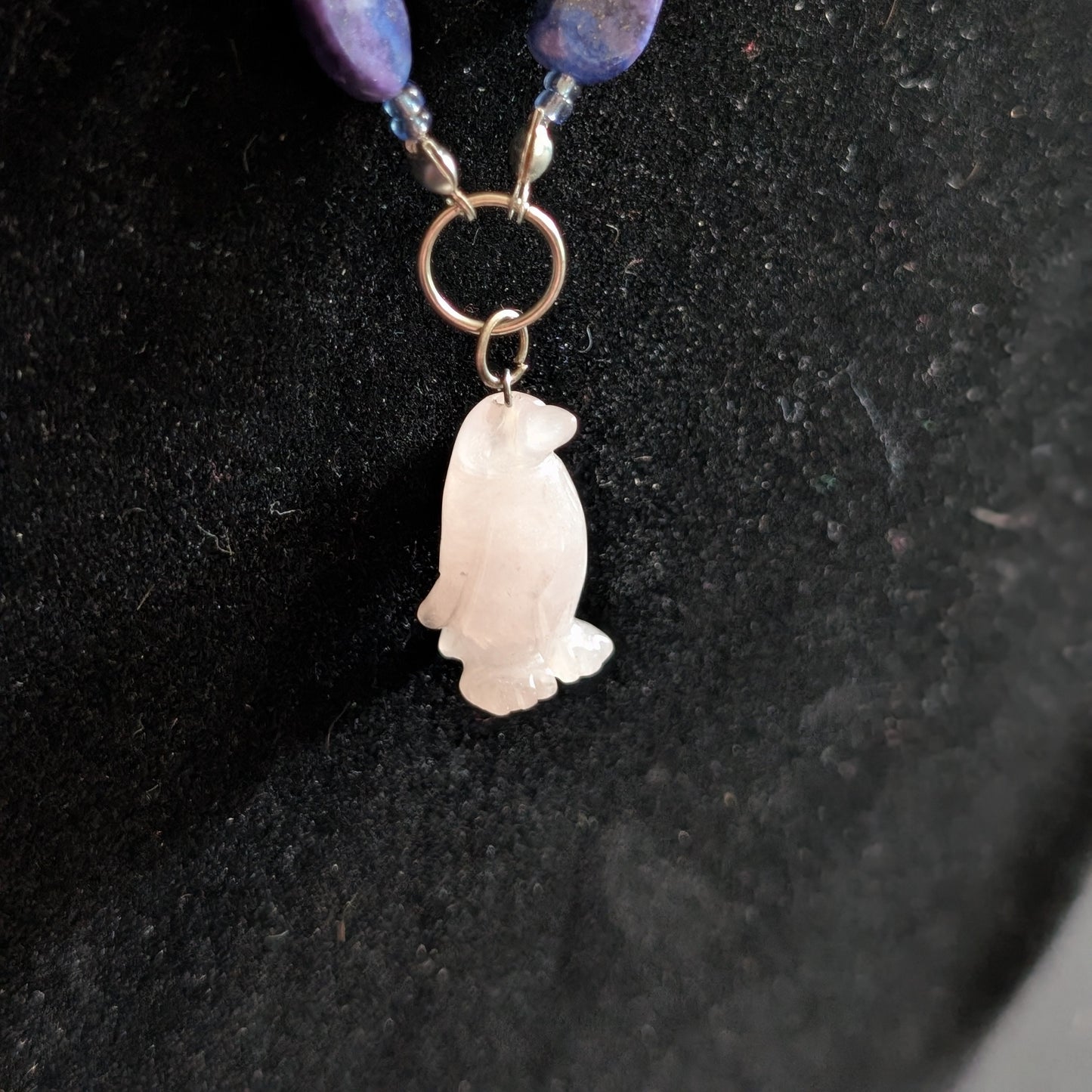 ✨Pebblebelle✨| Rose Quartz & Lapis Lazuli Penguin Necklace