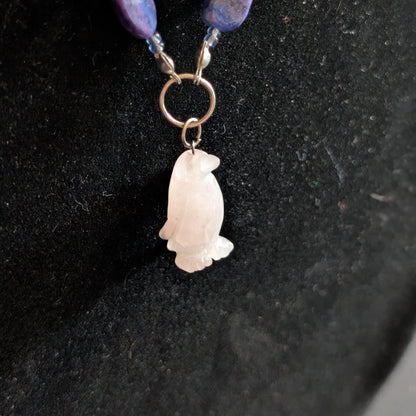 ✨Pebblebelle✨| Rose Quartz & Lapis Lazuli Penguin Necklace