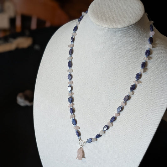 ✨Pebblebelle✨| Rose Quartz & Lapis Lazuli Penguin Necklace