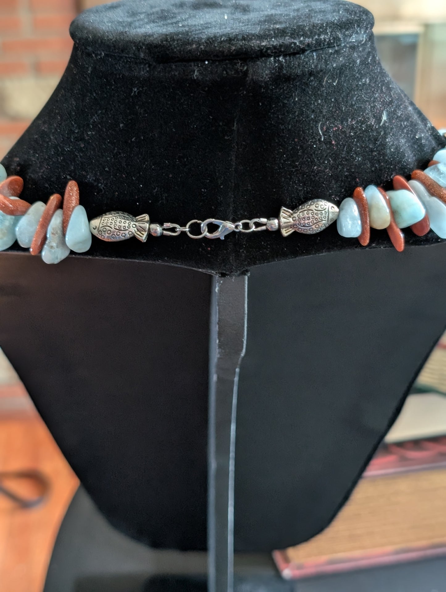 ✨Siren’s Crest✨| Aquamarine & Goldstone Mermaid Statement Necklace