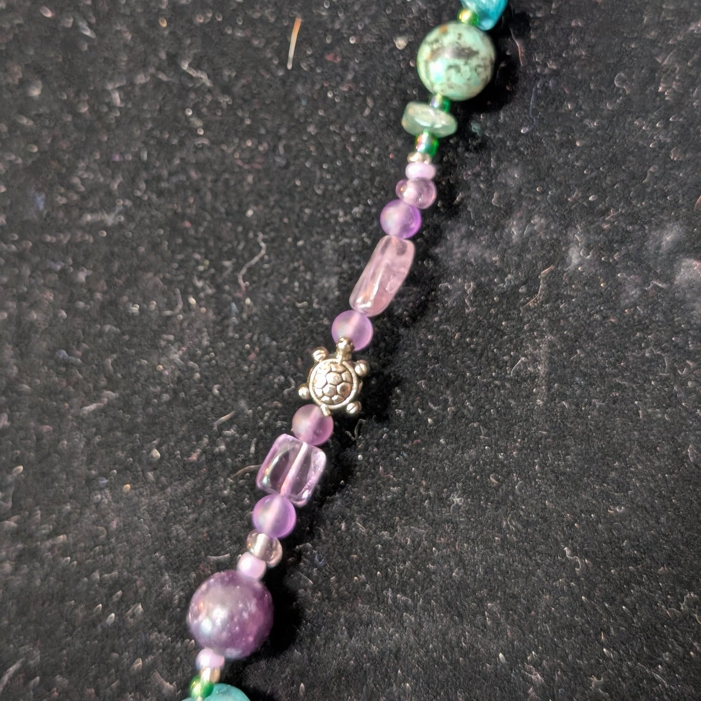 ✨Whimcurrent and the Ripples✨| Amethyst, Charoite, Apatite, & Turquoise Turtle Necklace & Earrings Set
