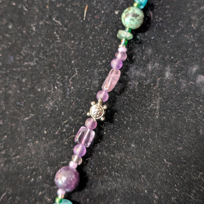 ✨Whimcurrent and the Ripples✨| Amethyst, Charoite, Apatite, & Turquoise Turtle Necklace & Earrings Set