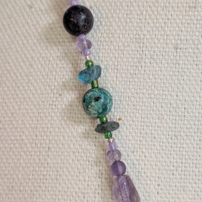 ✨Whimcurrent and the Ripples✨| Amethyst, Charoite, Apatite, & Turquoise Turtle Necklace & Earrings Set