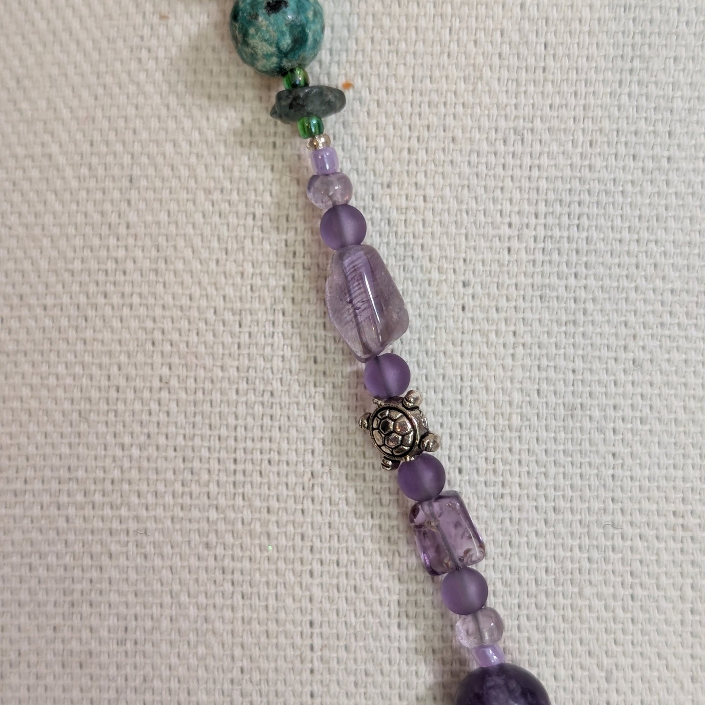 ✨Whimcurrent and the Ripples✨| Amethyst, Charoite, Apatite, & Turquoise Turtle Necklace & Earrings Set