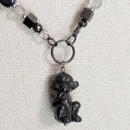 ✨Scampstone✨| Hematite & Clear Quartz Monkey Necklace