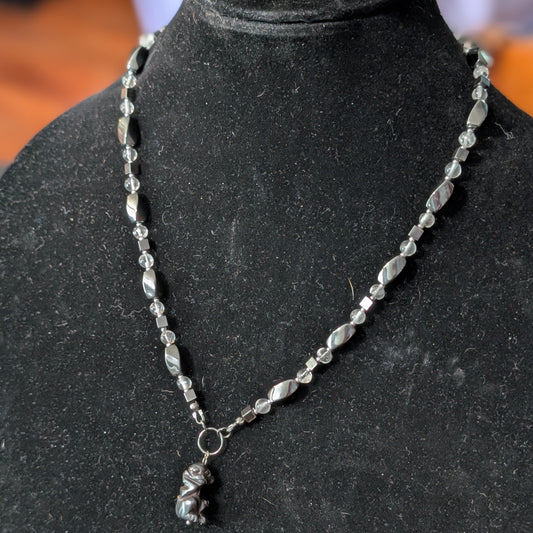 ✨Scampstone✨| Hematite & Clear Quartz Monkey Necklace
