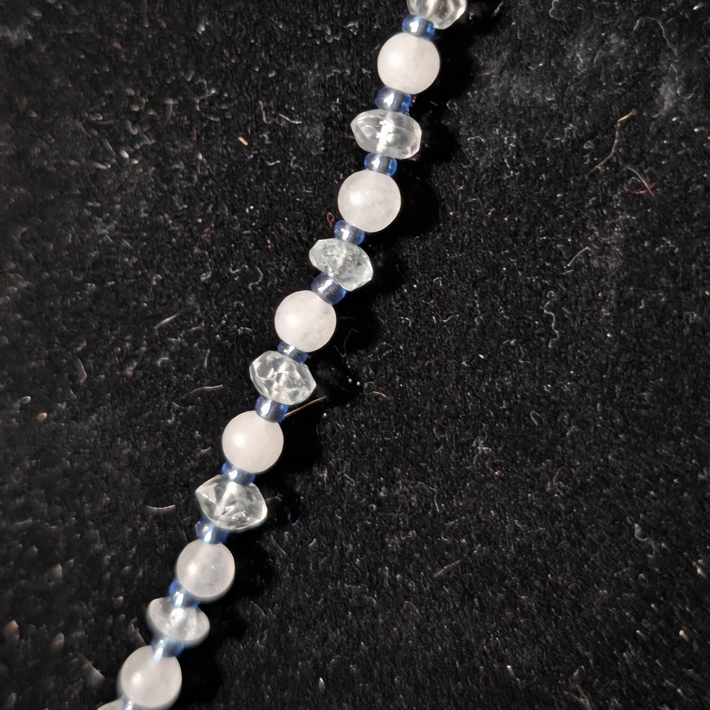 ✨Snowdip✨| Snow Quartz & Aquamarine Necklace with Blue Goldstone Penguin Pendant
