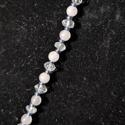 ✨Snowdip✨| Snow Quartz & Aquamarine Necklace with Blue Goldstone Penguin Pendant