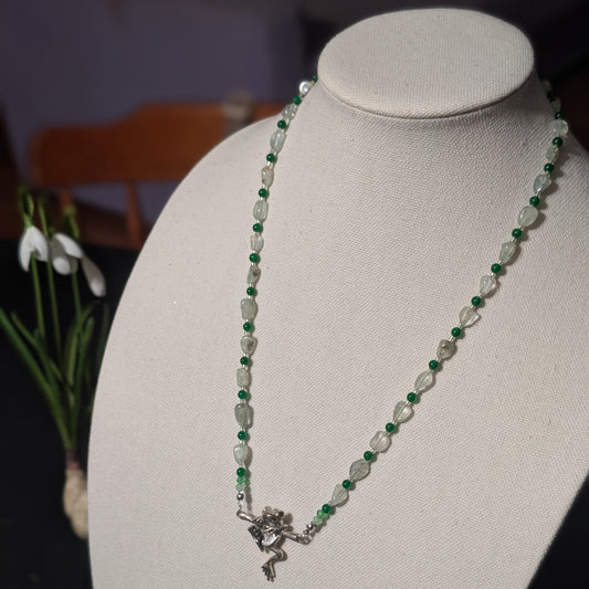 ✨Flipperfall✨| Prehnite & Green Jade Frog Necklace