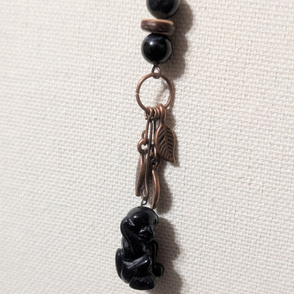 ✨Scampwood✨| Tri-color Tiger's Eye Necklace with Blue Goldstone Monkey Pendant