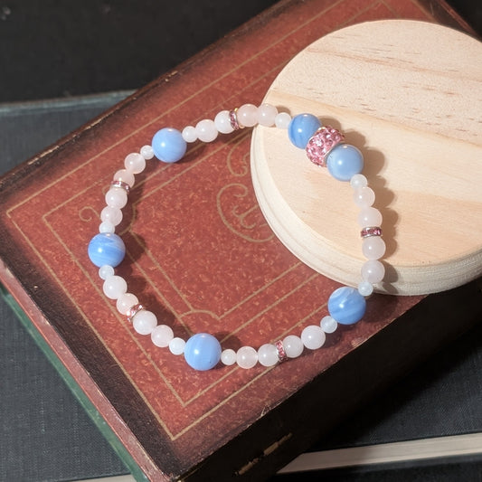 ✨Skylet✨|  Blue Lace Agate, Rose Quartz & White Jade Anklet