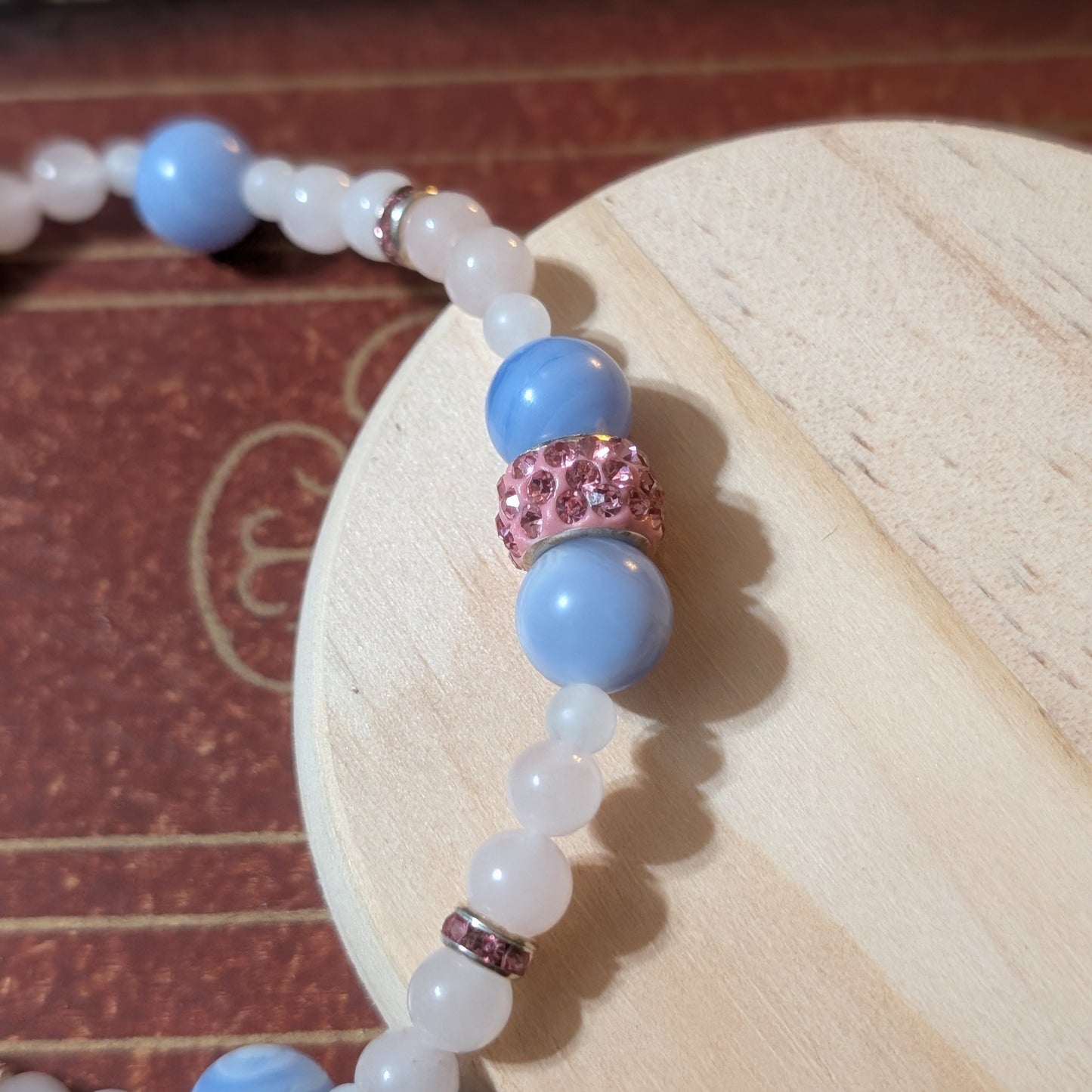 ✨Skylet✨|  Blue Lace Agate, Rose Quartz & White Jade Anklet