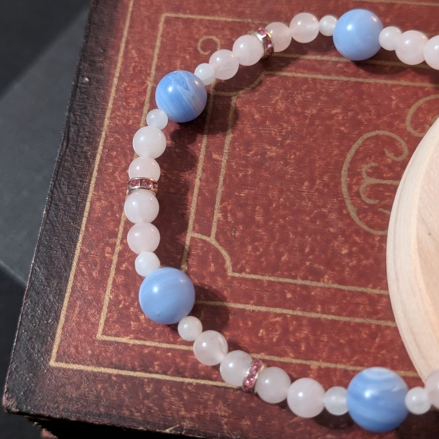 ✨Skylet✨|  Blue Lace Agate, Rose Quartz & White Jade Anklet