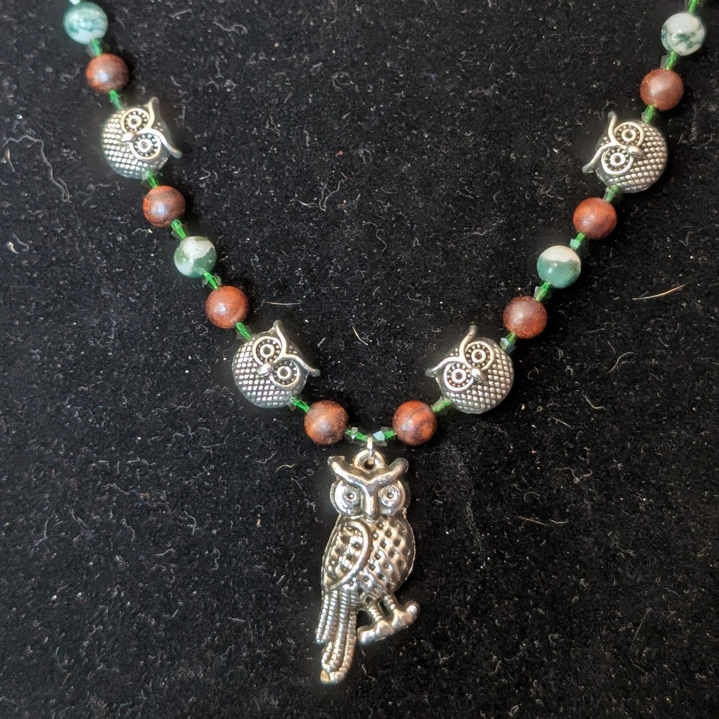 ✨Parliamentree Recess✨| Tree Agate & Wood Owl Necklace