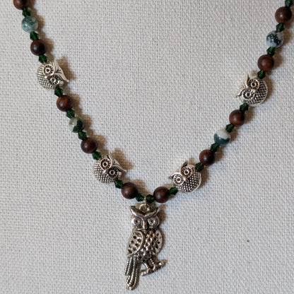 ✨Parliamentree Recess✨| Tree Agate & Wood Owl Necklace