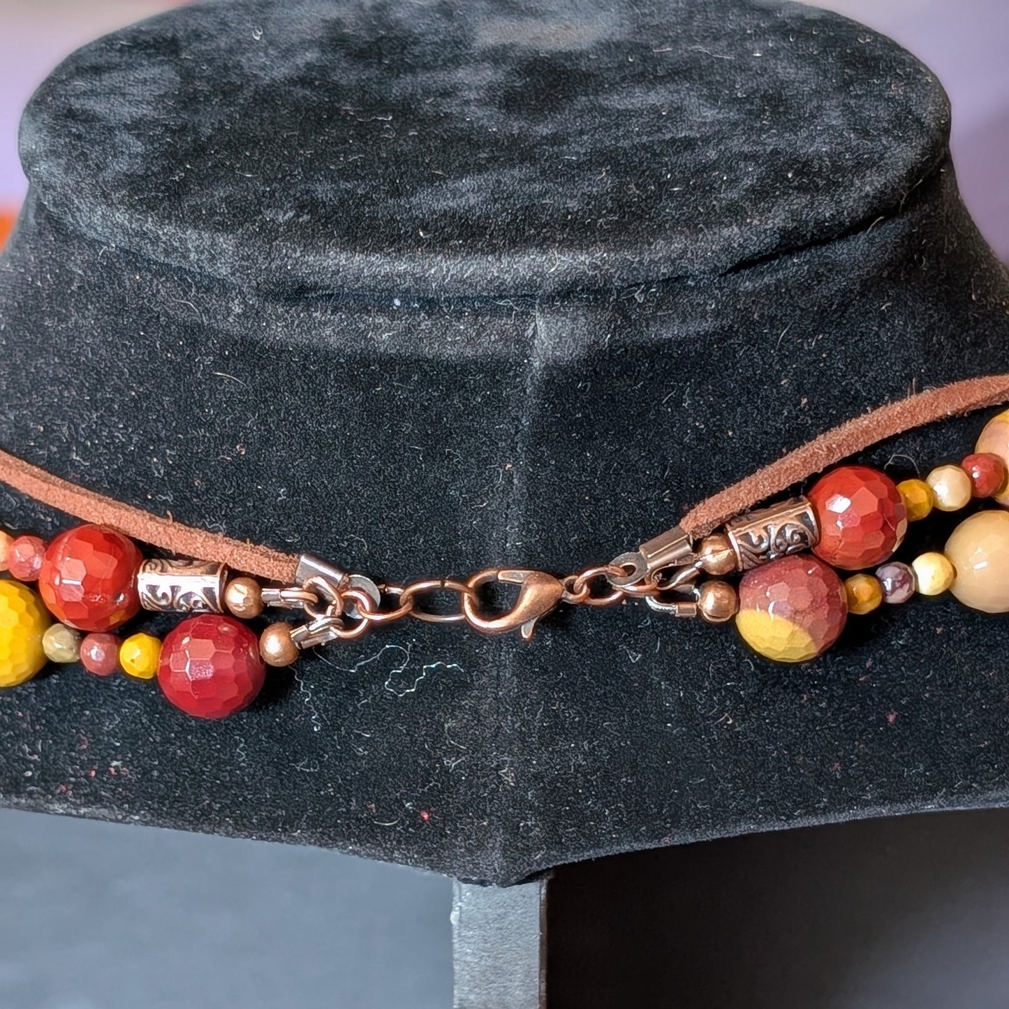 ✨The Spirift Amulet✨| Mookaite Jasper and Wood 3-Strand Necklace with Pendant