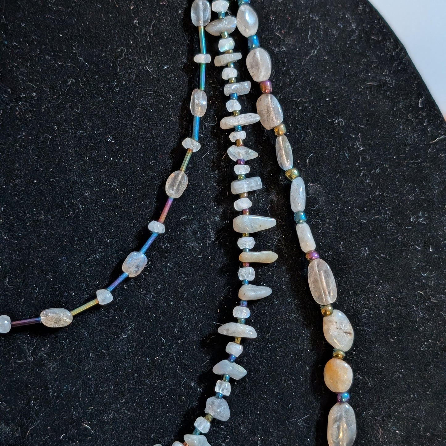 ✨Moondrift✨| Triple Strand Labradorite & Rainbow Moonstone Necklace