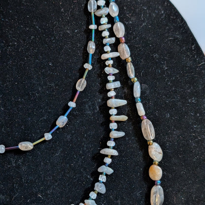 ✨Moondrift✨| Triple Strand Labradorite & Rainbow Moonstone Necklace