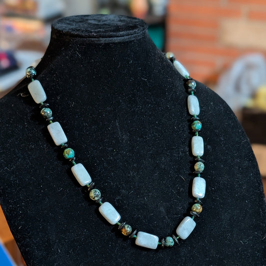 ✨Blackwater Gleam✨| Amazonite, Turquoise & Black Tourmaline Necklace