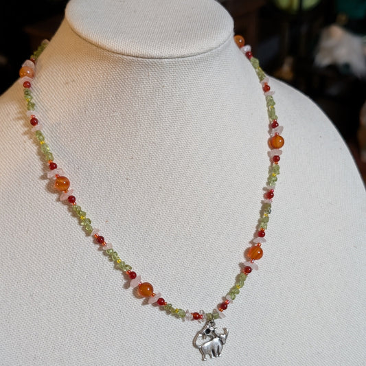 ✨The Bull’s Blossom✨| Peridot, Carnelian, & Rose Quartz Taurus Zodiac Necklace