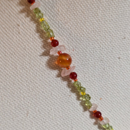 ✨The Bull’s Blossom✨| Peridot, Carnelian, & Rose Quartz Taurus Zodiac Necklace