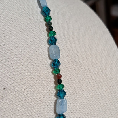✨Finfluenced✨| Pisces Zodiac Necklace – Aquamarine & Bloodstone with Fish Accents