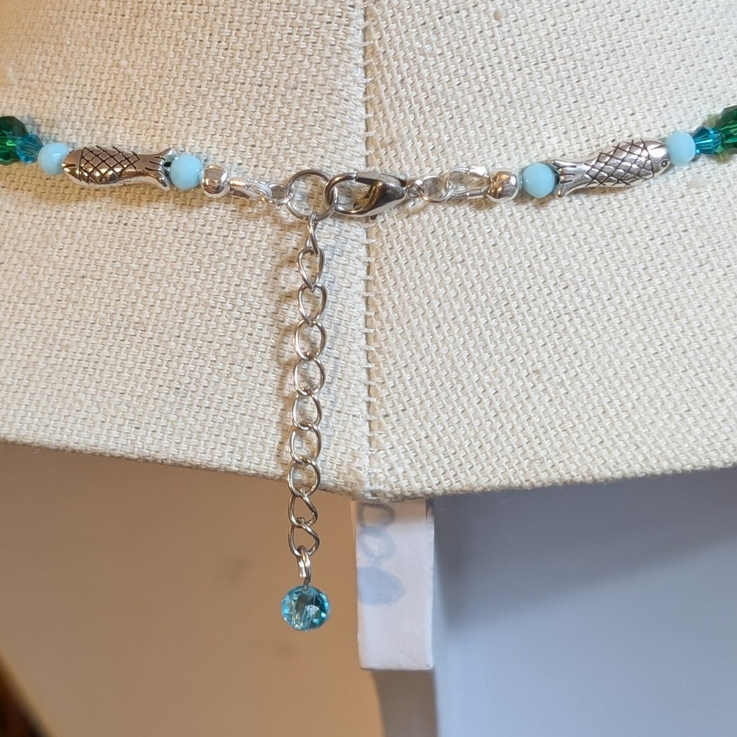✨Finfluenced✨| Pisces Zodiac Necklace – Aquamarine & Bloodstone with Fish Accents