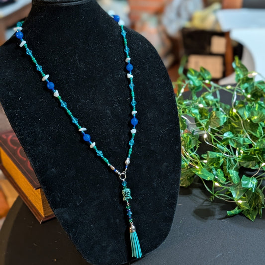 ✨Fairytail Current✨| Green Magnesite & Blue Jade Mismatched Fish Necklace
