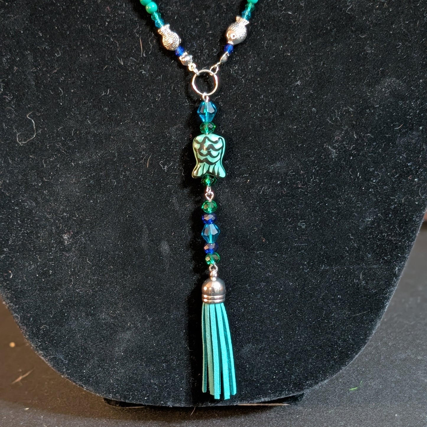 ✨Fairytail Current✨| Green Magnesite & Blue Jade Mismatched Fish Necklace