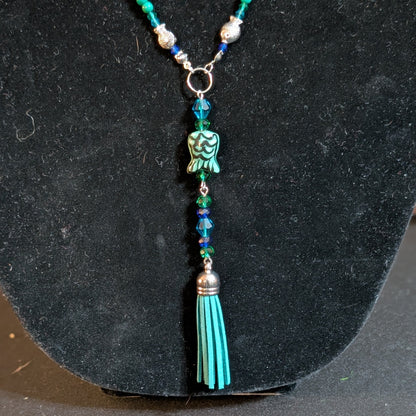 ✨Fairytail Current✨| Green Magnesite & Blue Jade Mismatched Fish Necklace