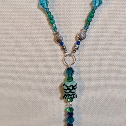 ✨Fairytail Current✨| Green Magnesite & Blue Jade Mismatched Fish Necklace