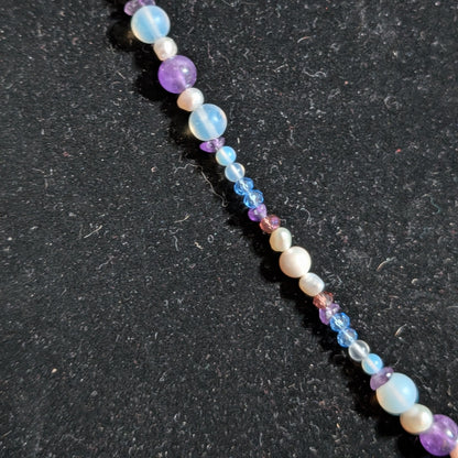 ✨Moonscuttle✨| Cancer Zodiac Necklace with Amethyst, Moonstone Opalite, & Pearls